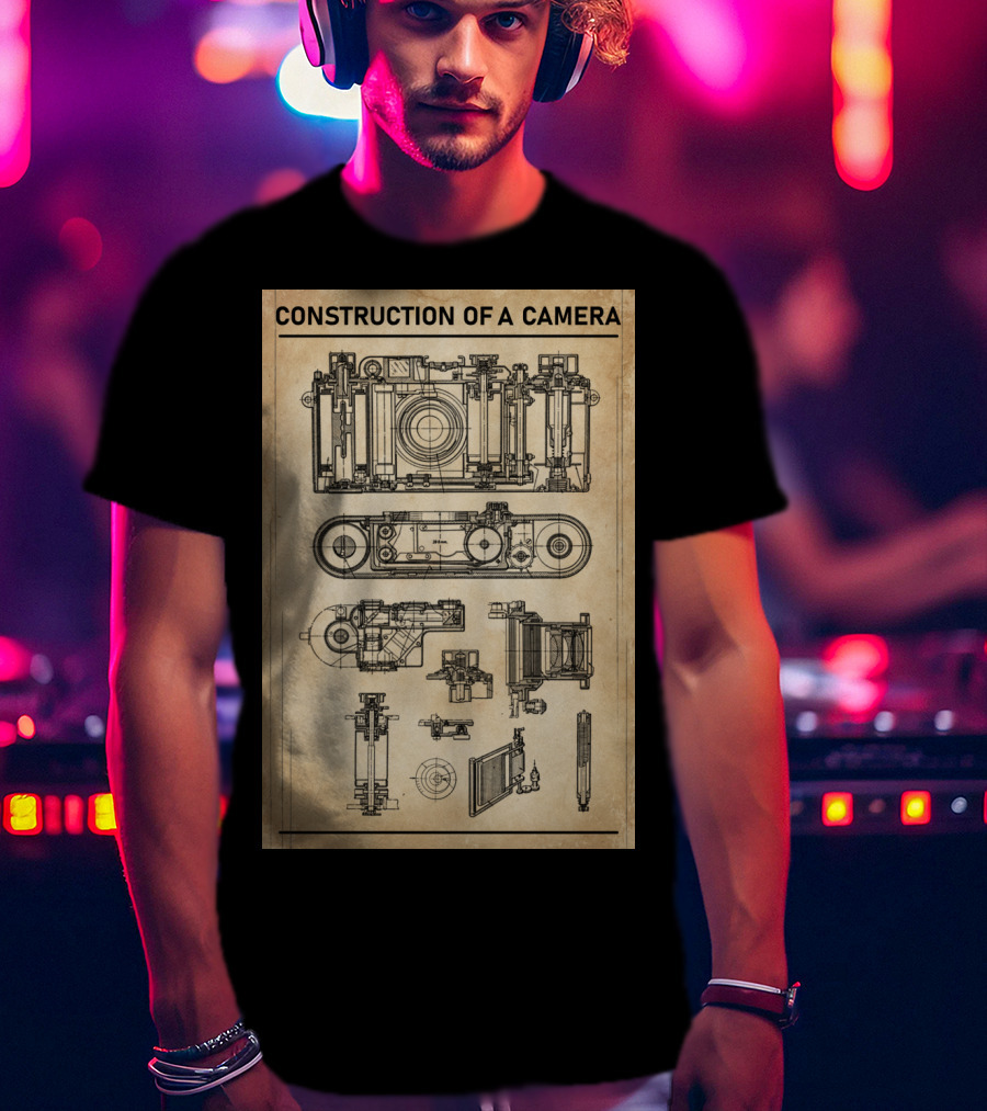 Construction Of A Camera Blueprint Diagram T-Shirt