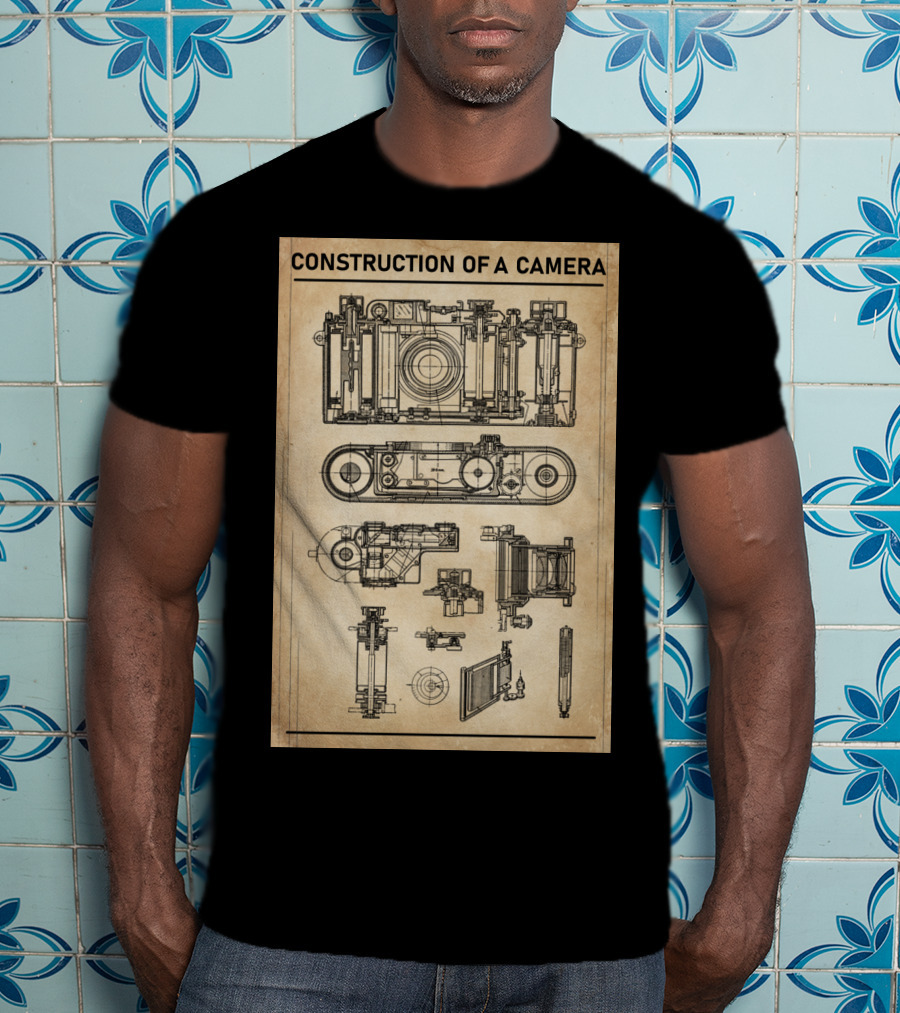 Construction Of A Camera Blueprint Diagram T-Shirt