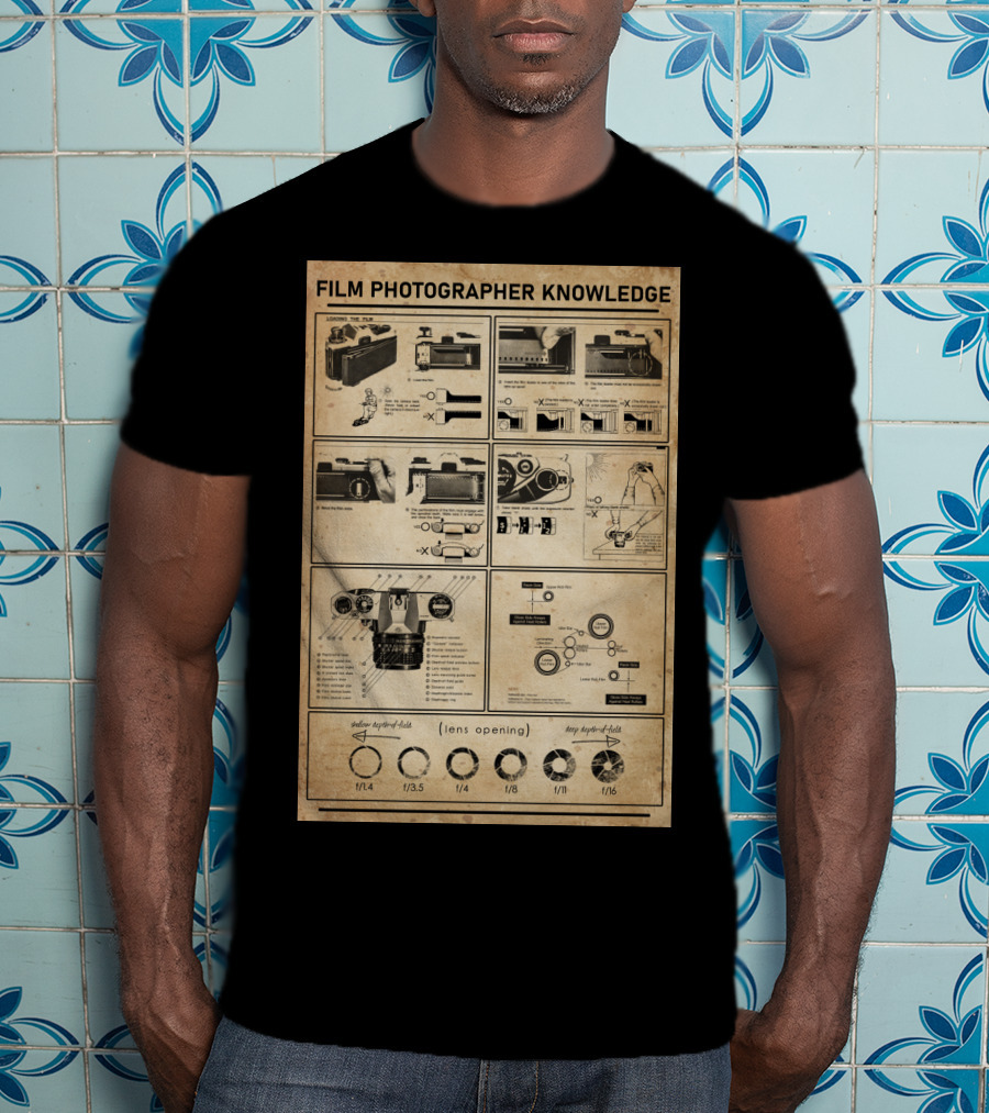 Film Photographer Knowledge Vintage Camera Instructions Lens Aperture Guide T-Shirt