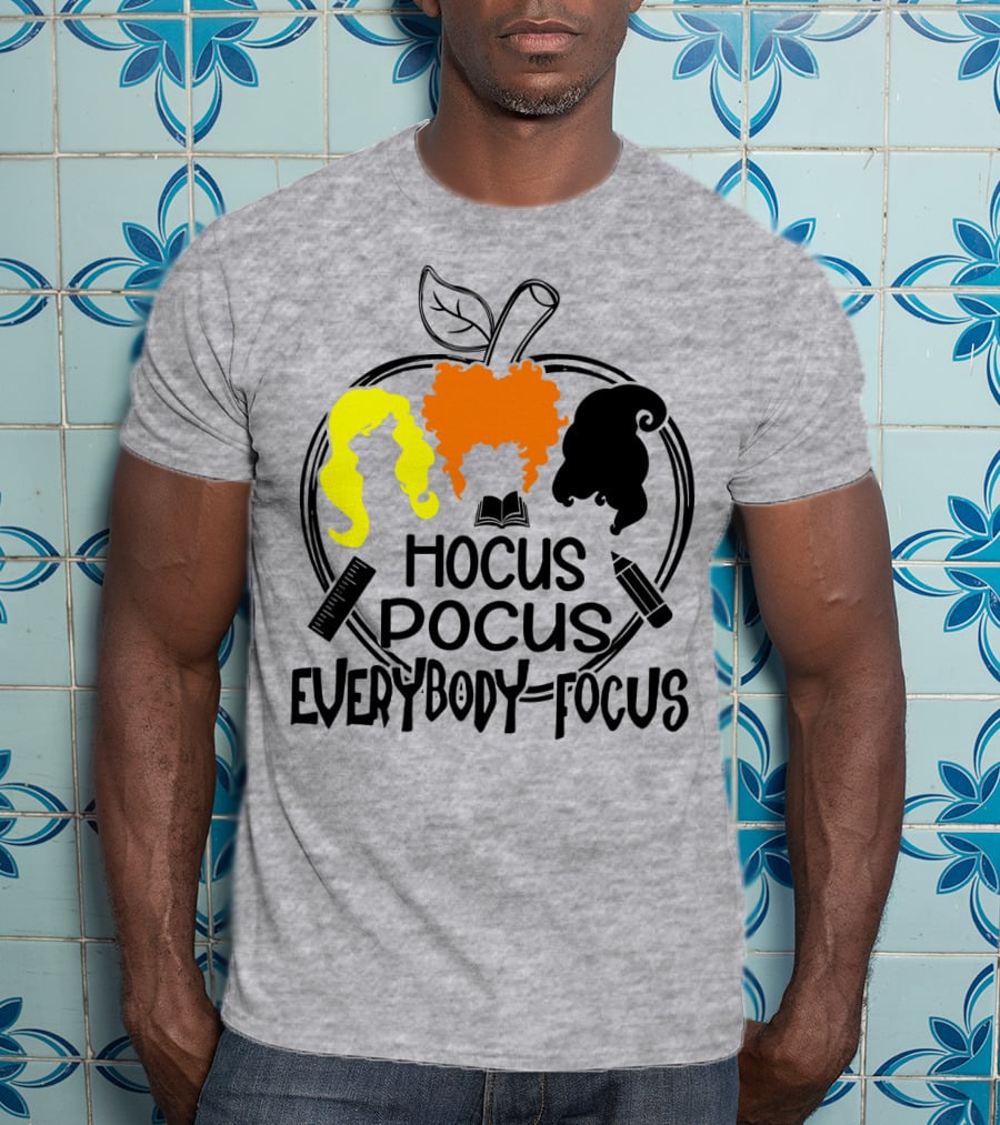 Hocus Pocus Everybody Focus Apple Hair Silhouettes Book Pencil Ruler T-Shirt