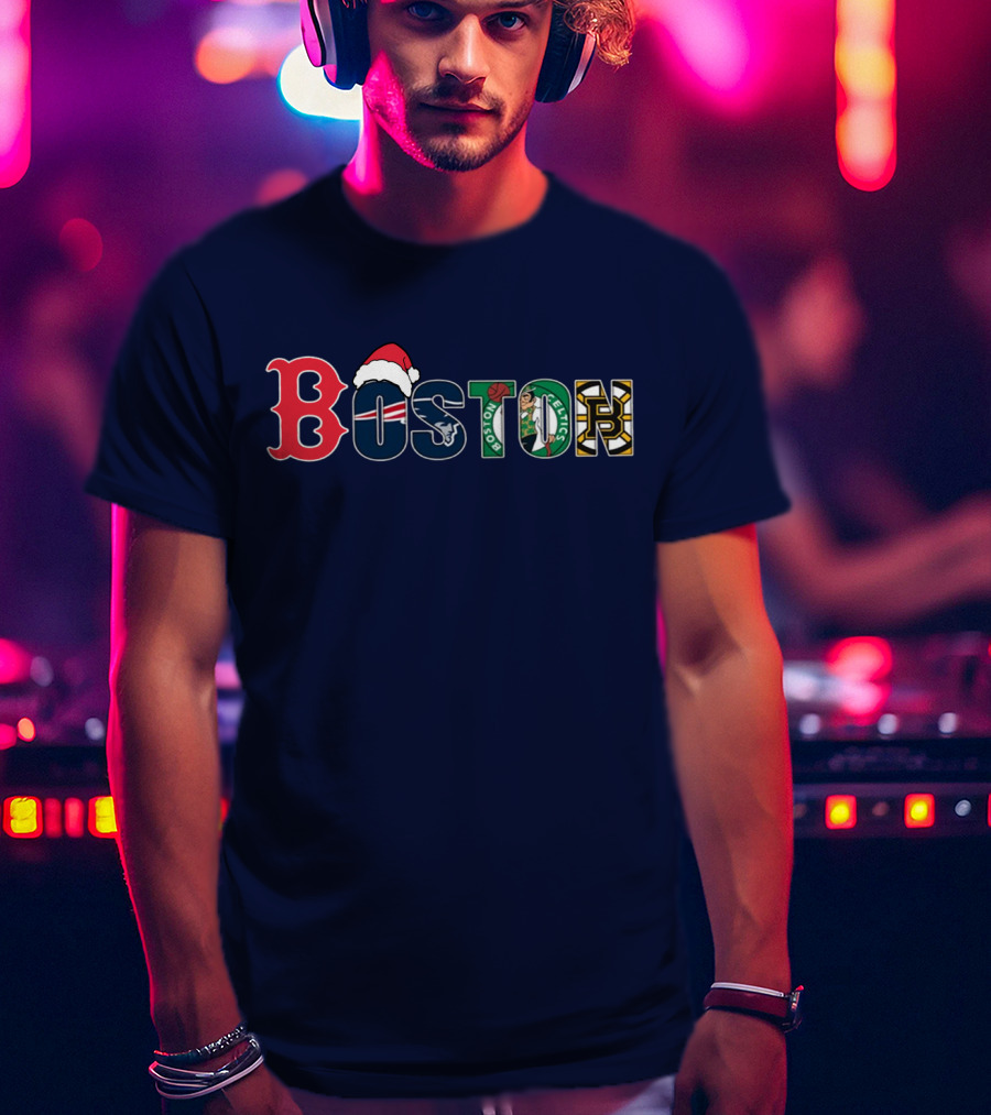 Boston Red Sox Patriots Celtics Bruins Christmas T-Shirt