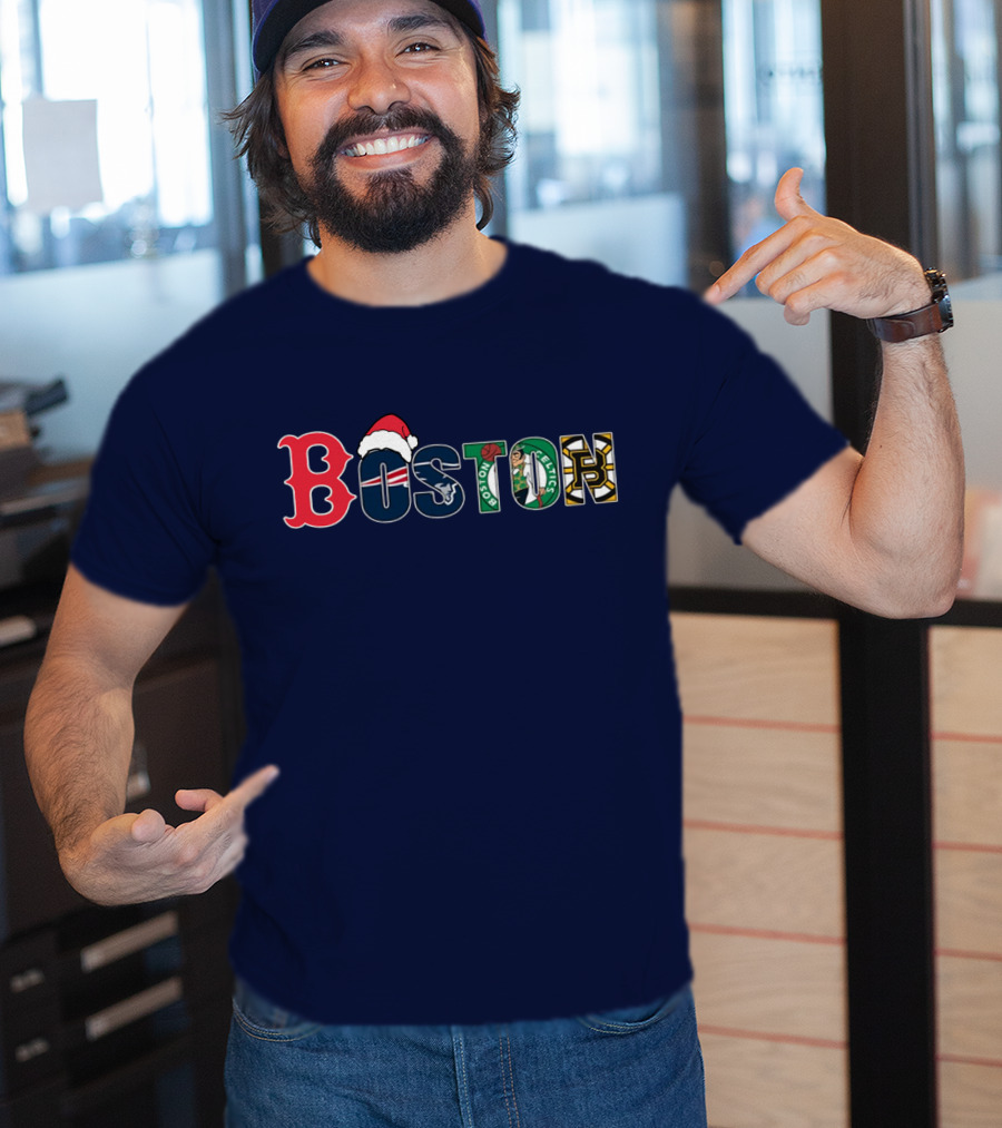 Boston Red Sox Patriots Celtics Bruins Christmas T-Shirt