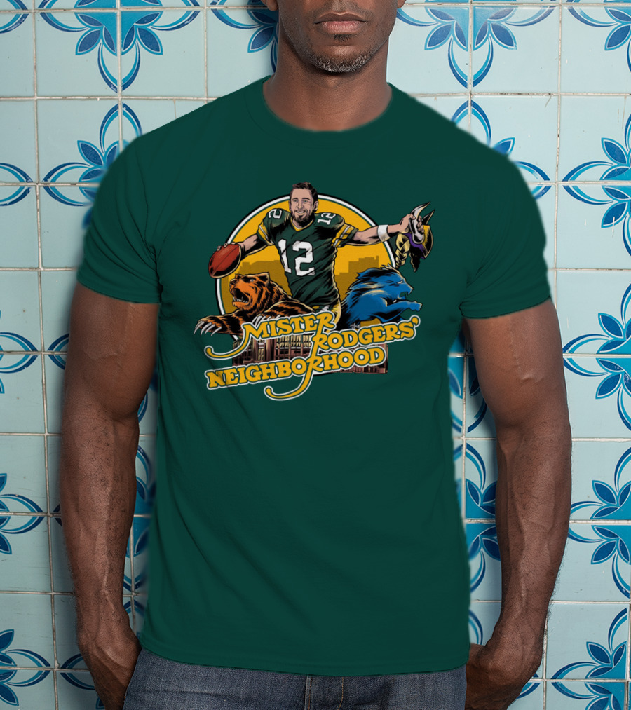 Mister Rodgers Neighborhood Go Pack Football Lions And Bears T-Shirt