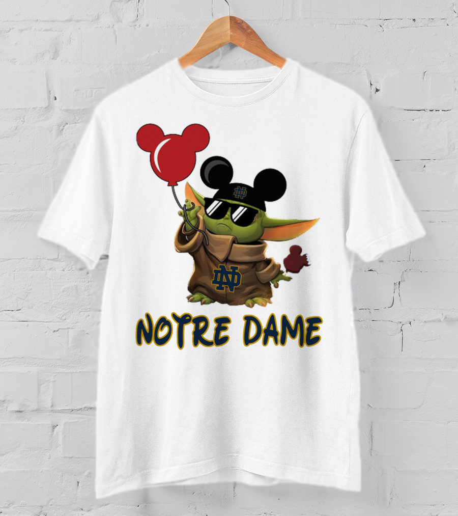 Notre Dame Baby Yoda Mickey Balloons T-Shirt
