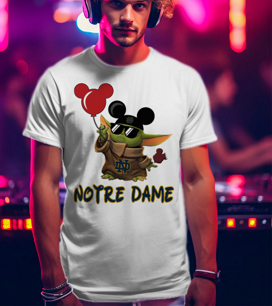 Notre Dame Baby Yoda Mickey Balloons T-Shirt
