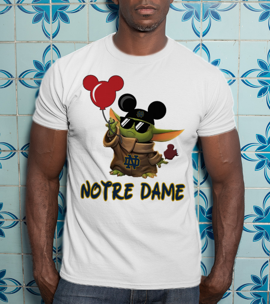 Notre Dame Baby Yoda Mickey Balloons T-Shirt