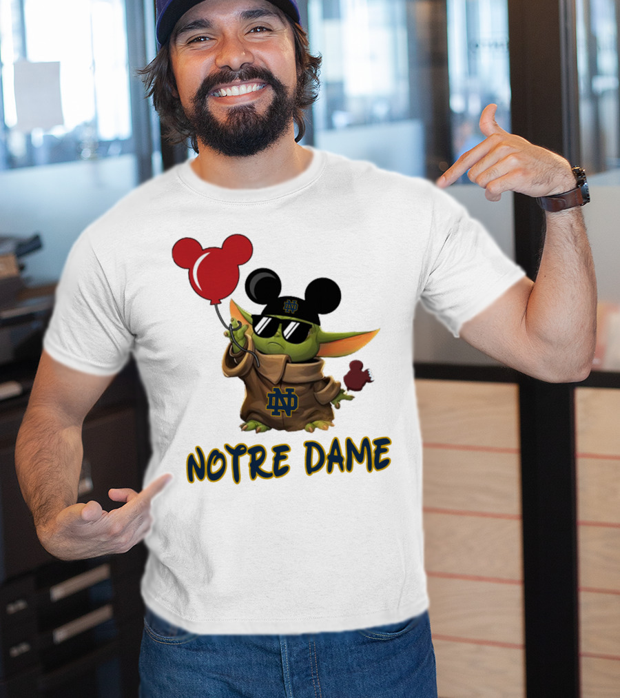 Notre Dame Baby Yoda Mickey Balloons T-Shirt