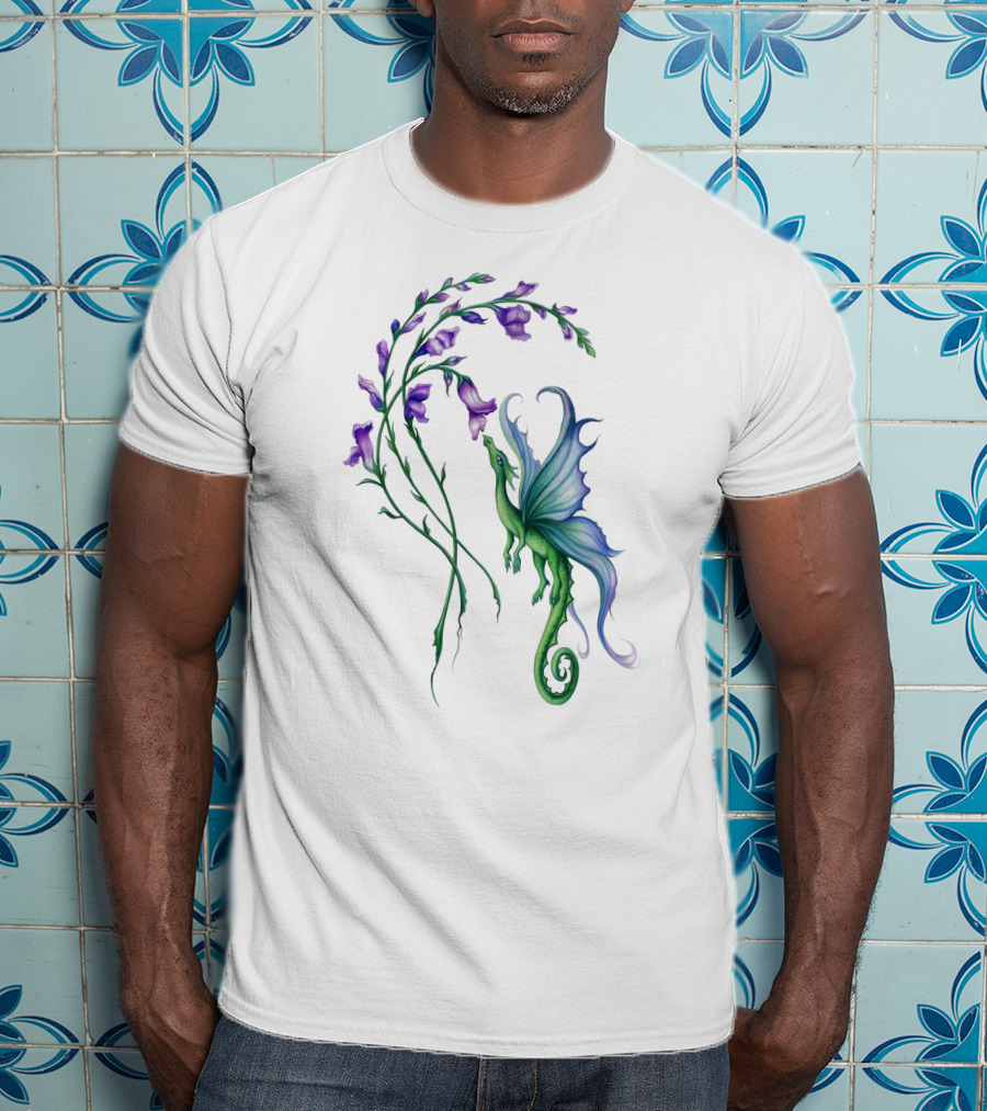 Flying Dragon And Purple Flowers T-Shirt