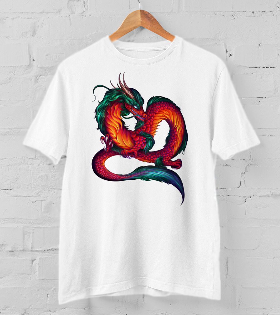 DRAGON ART AAA Kaleidoscope Colors Coiled Majesty T-Shirt