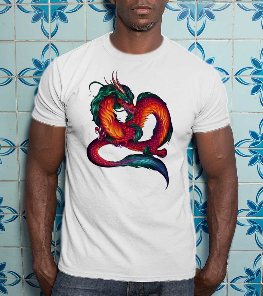 DRAGON ART AAA Kaleidoscope Colors Coiled Majesty T-Shirt