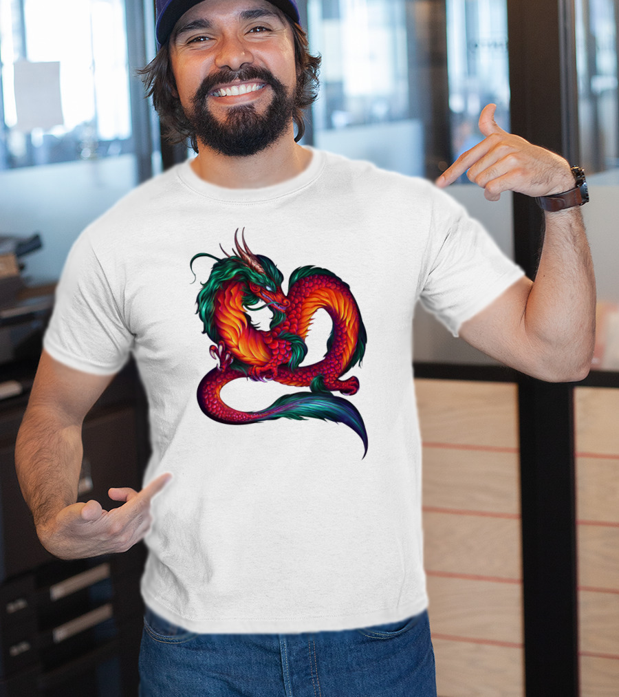 DRAGON ART AAA Kaleidoscope Colors Coiled Majesty T-Shirt