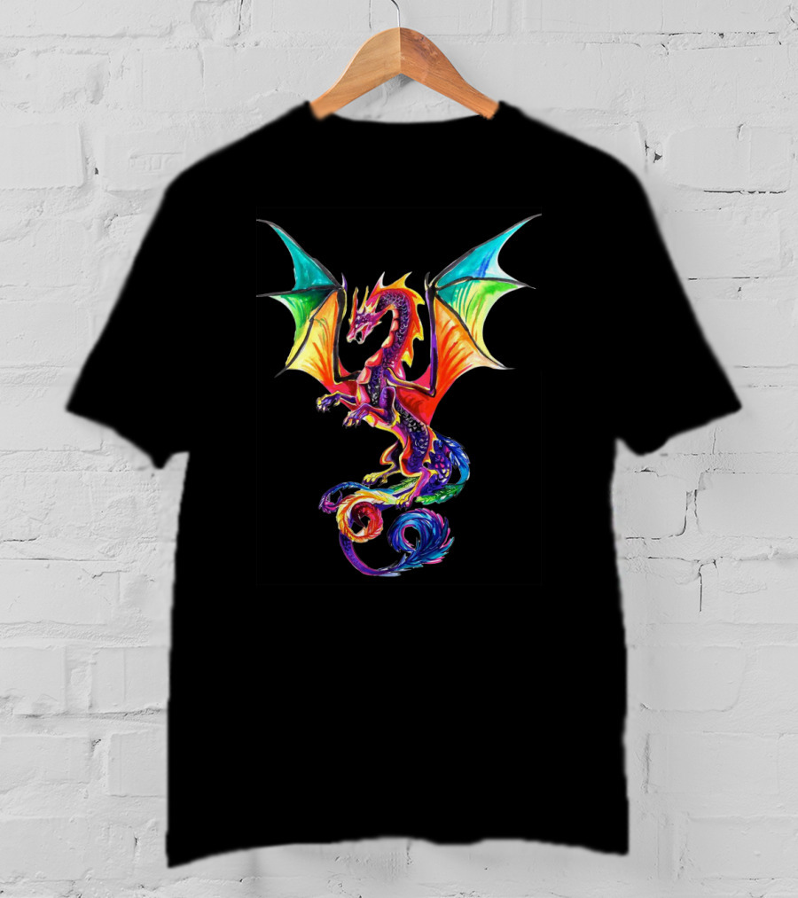 Colorful Rainbow Dragon Multicolored Wings T-Shirt