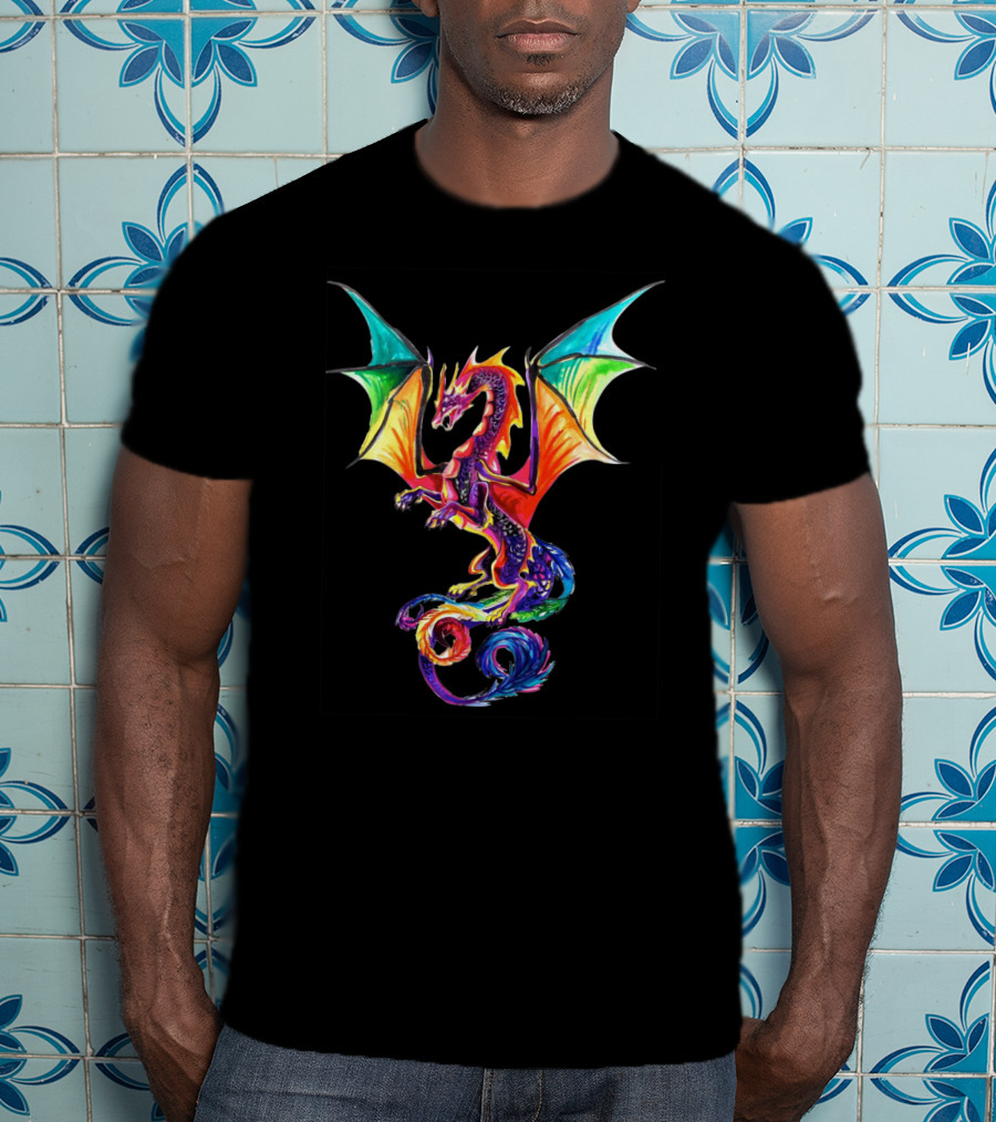 Colorful Rainbow Dragon Multicolored Wings T-Shirt