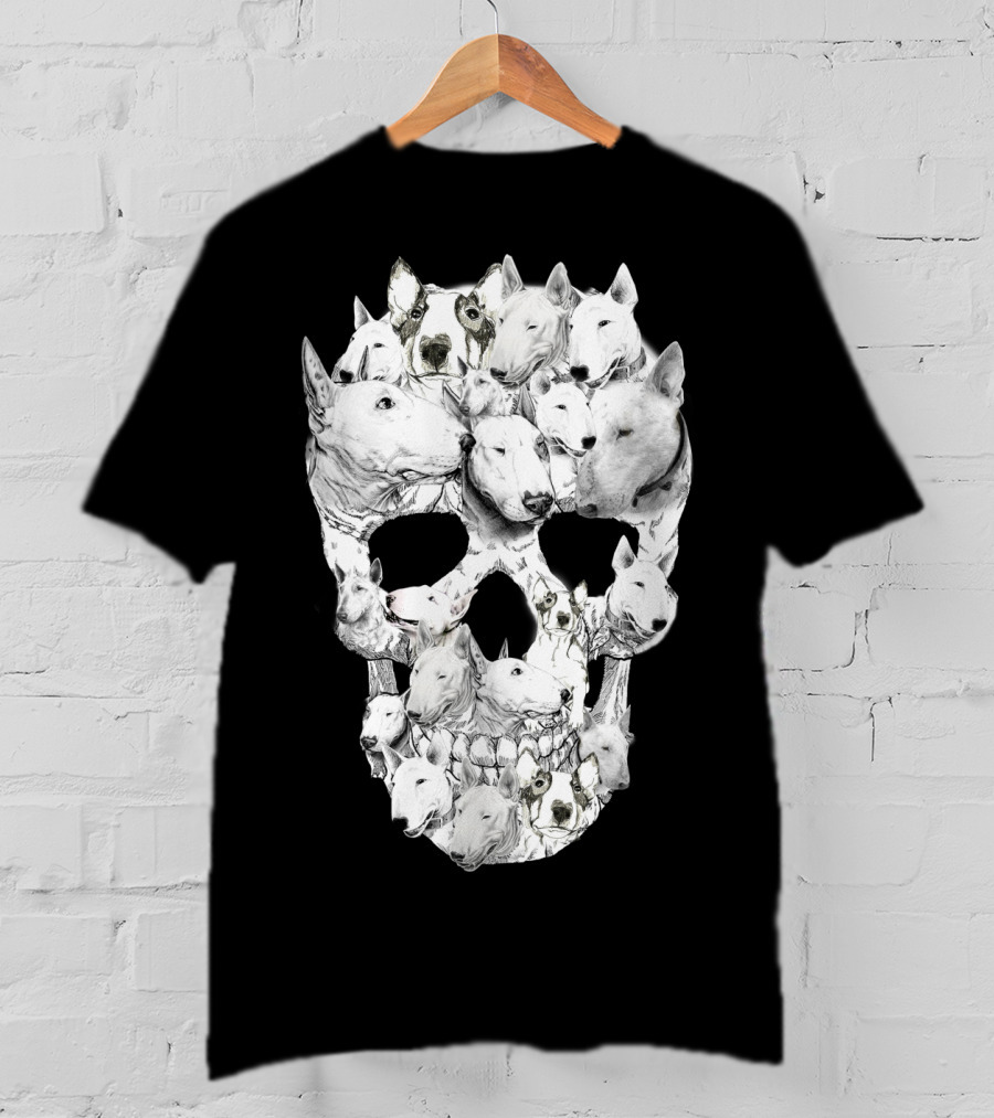 Bull Terrier Faces Forming A Skull T-Shirt