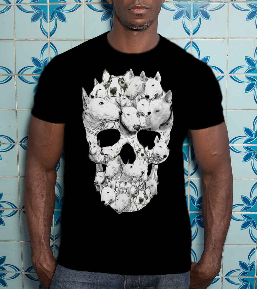 Bull Terrier Faces Forming A Skull T-Shirt