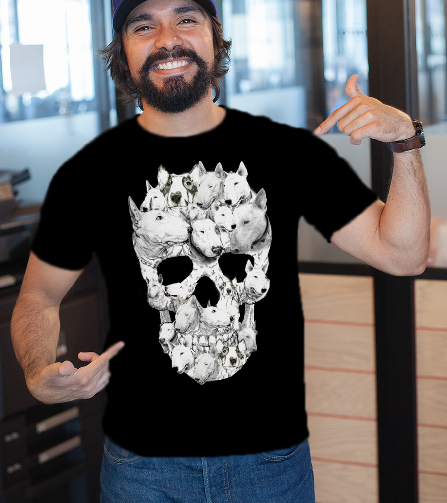 Bull Terrier Faces Forming A Skull T-Shirt