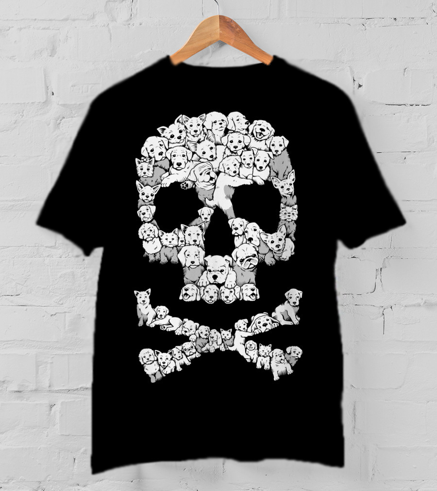 Skull Made Of Playful Puppies And Dogs T-Shirt