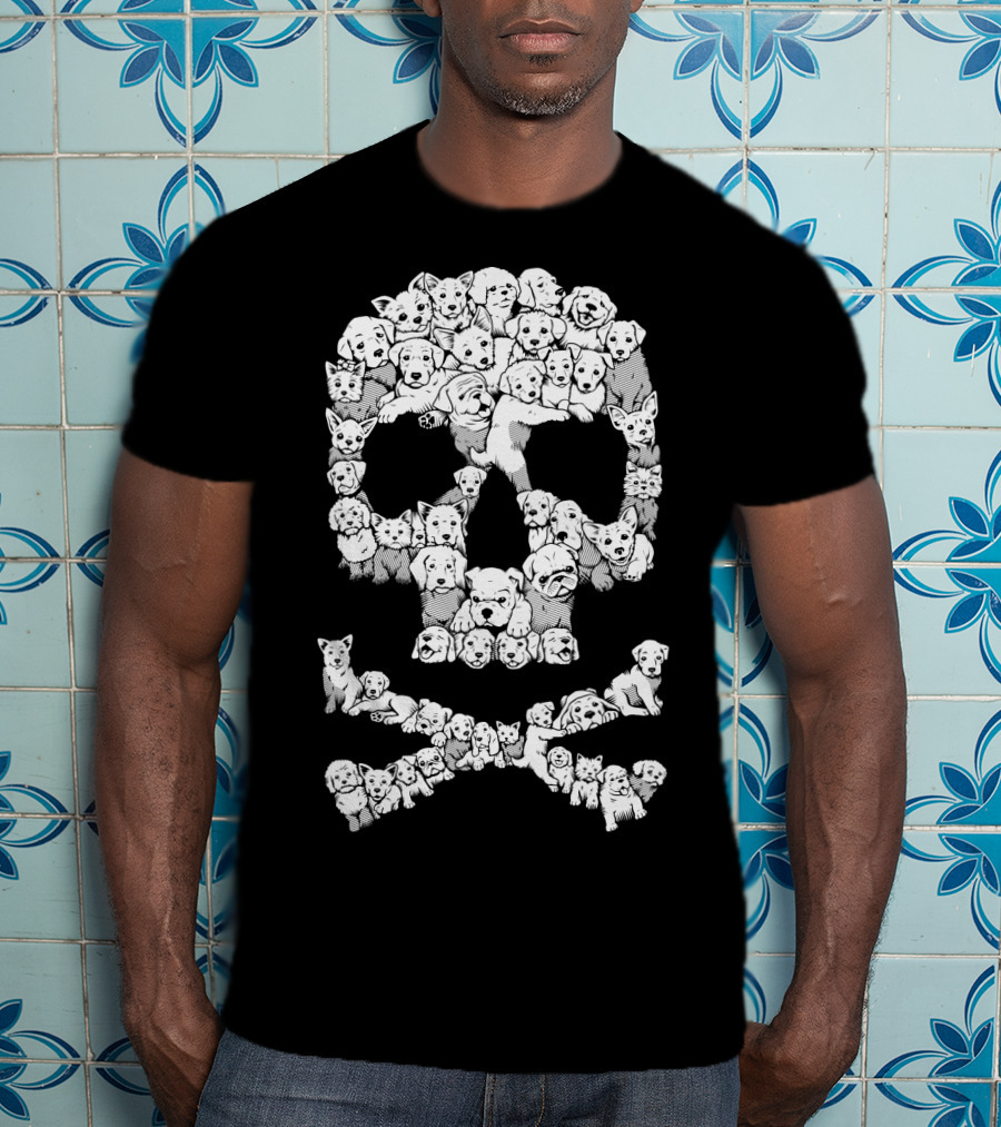 Skull Made Of Playful Puppies And Dogs T-Shirt