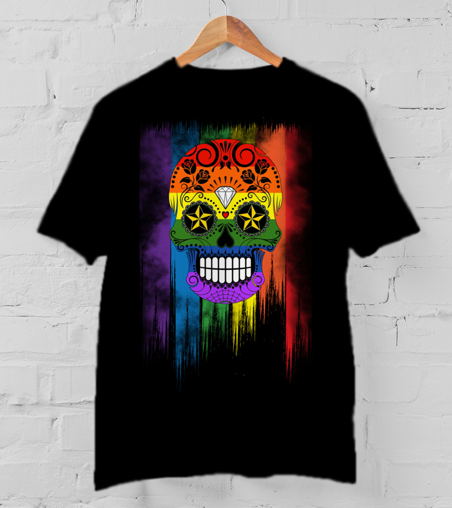 Skull Star Diamond Rainbow Sugar Skull T-Shirt