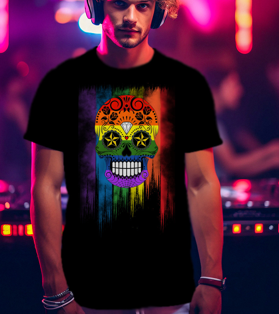 Skull Star Diamond Rainbow Sugar Skull T-Shirt