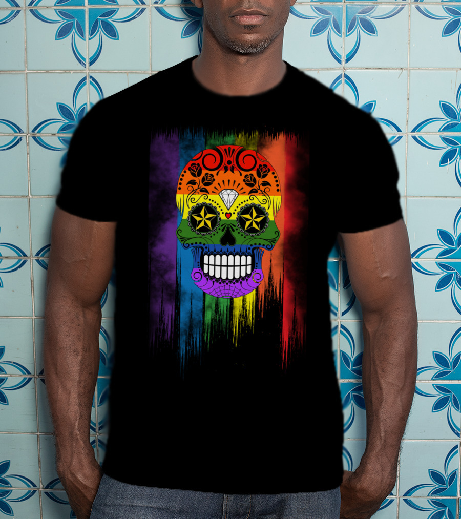 Skull Star Diamond Rainbow Sugar Skull T-Shirt