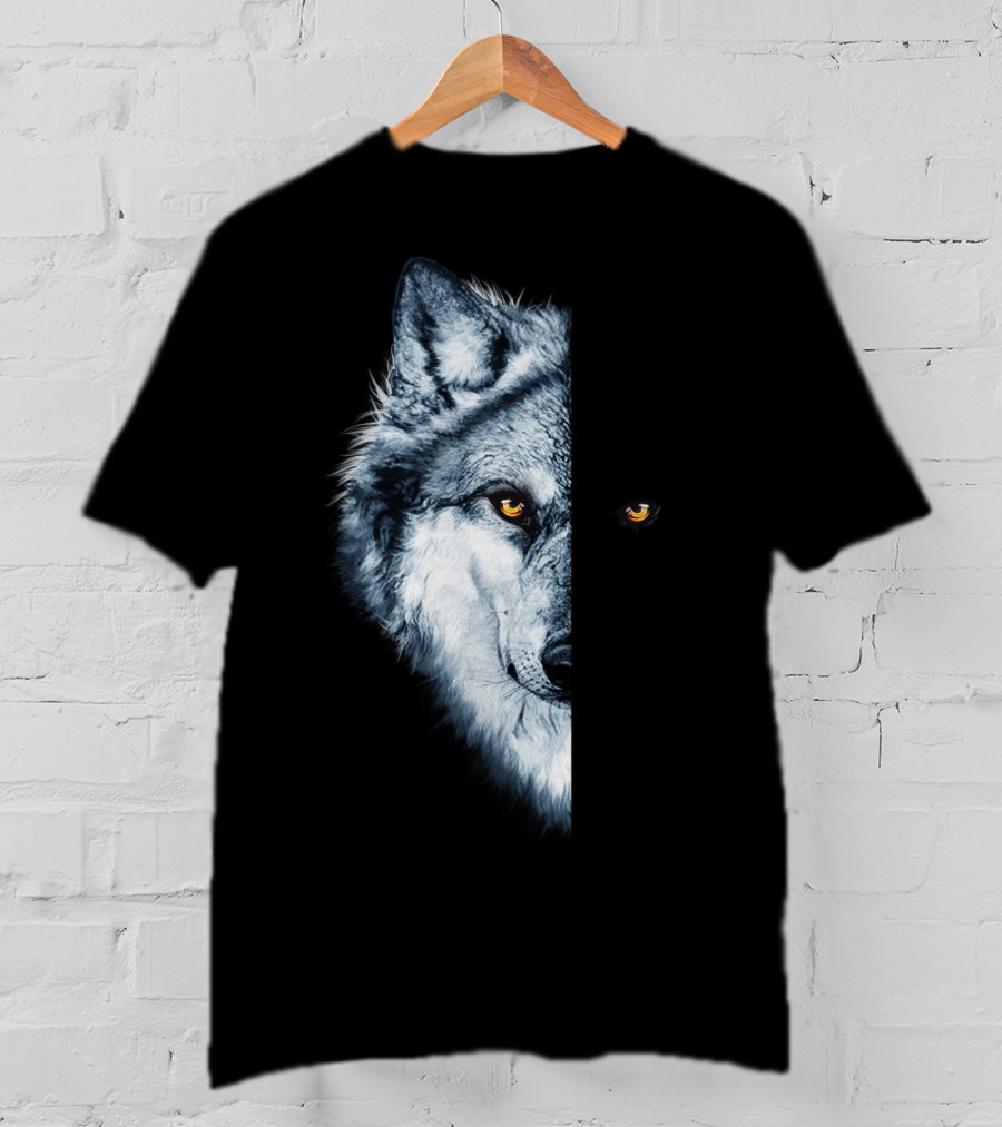 Wolf 2 Faces Half Hidden Dual Glare T-Shirt