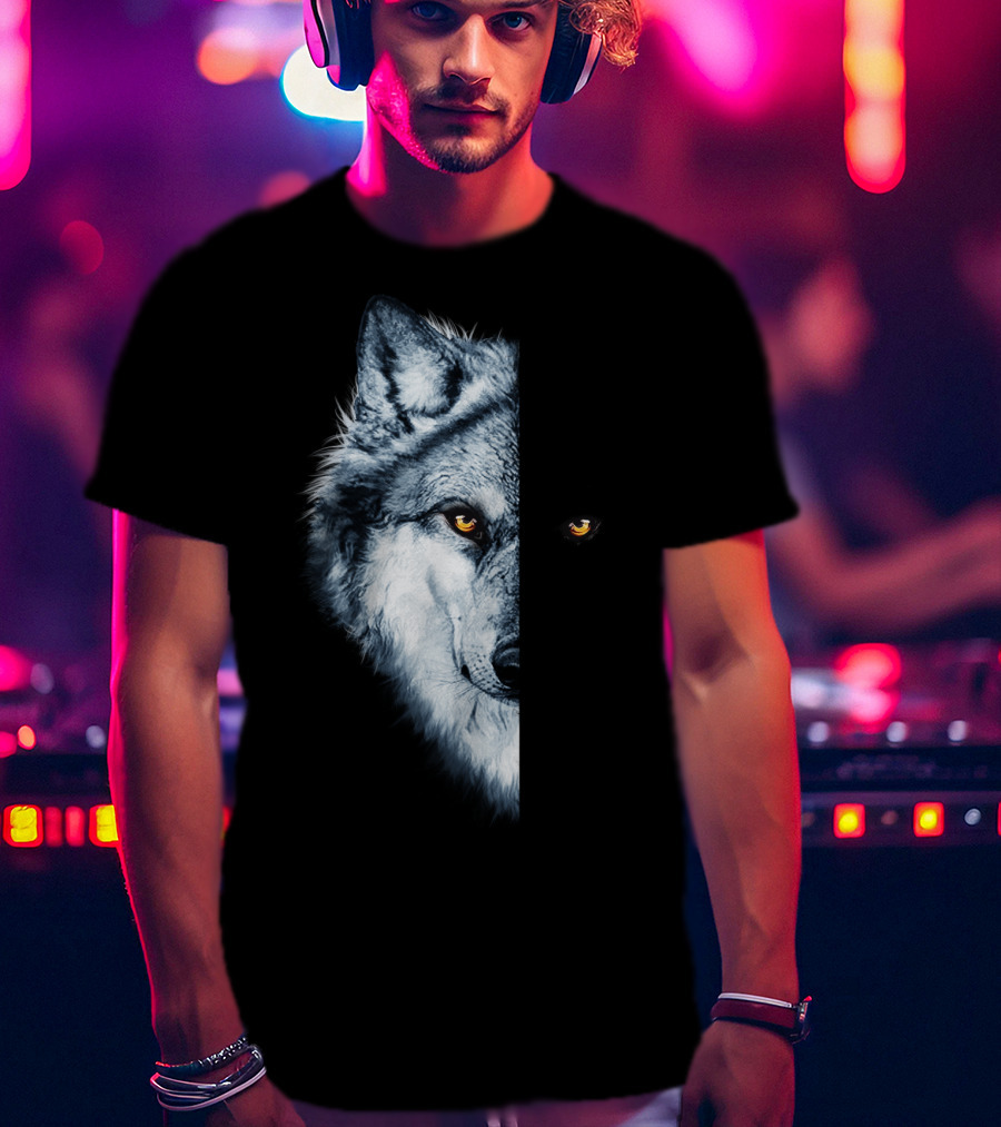 Wolf 2 Faces Half Hidden Dual Glare T-Shirt