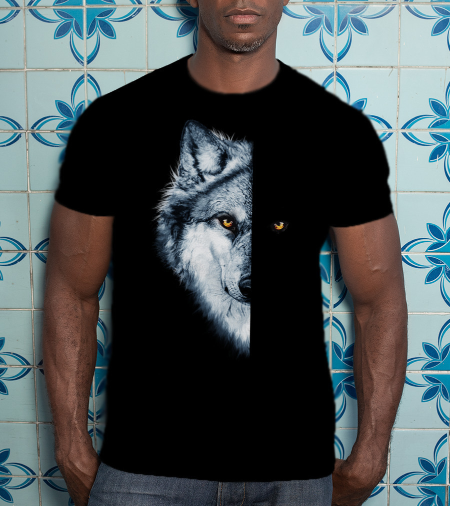 Wolf 2 Faces Half Hidden Dual Glare T-Shirt