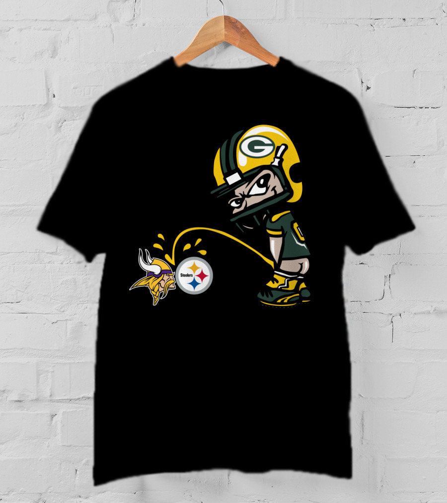 Green Bay Packers Vs Minnesota Vikings And Pittsburgh Steelers Rivalry T-Shirt