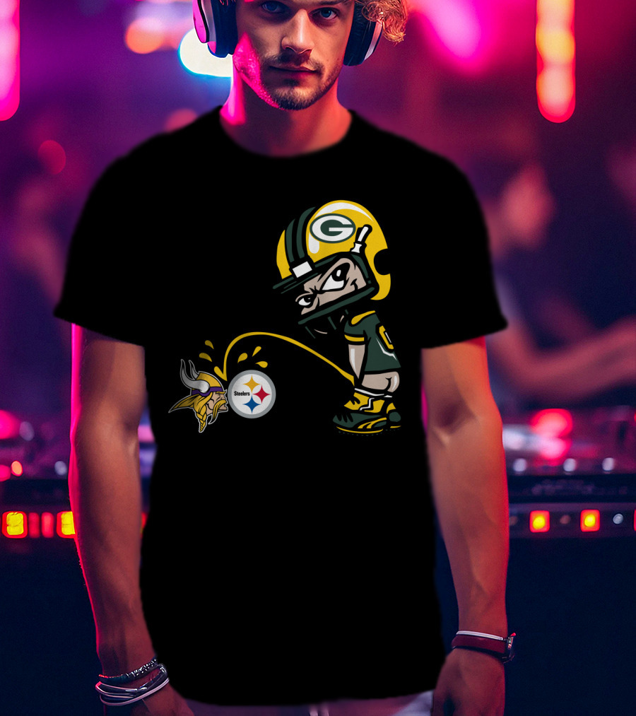 Green Bay Packers Vs Minnesota Vikings And Pittsburgh Steelers Rivalry T-Shirt