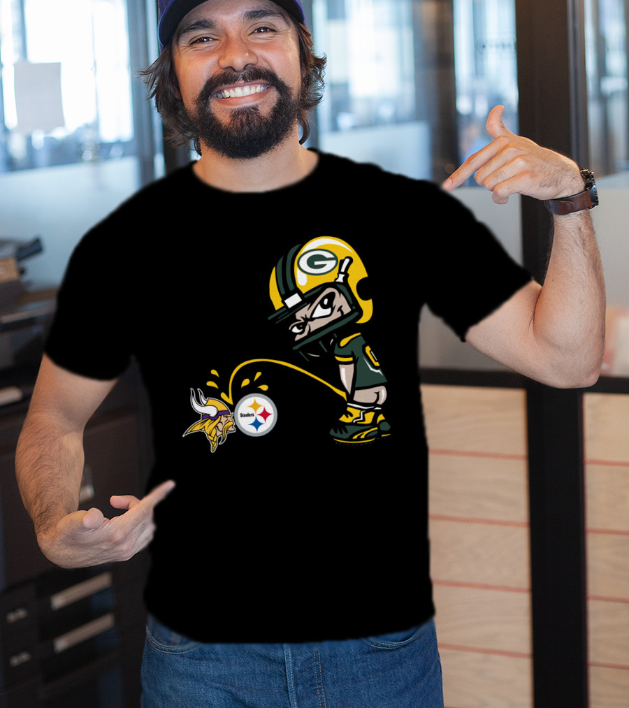 Green Bay Packers Vs Minnesota Vikings And Pittsburgh Steelers Rivalry T-Shirt