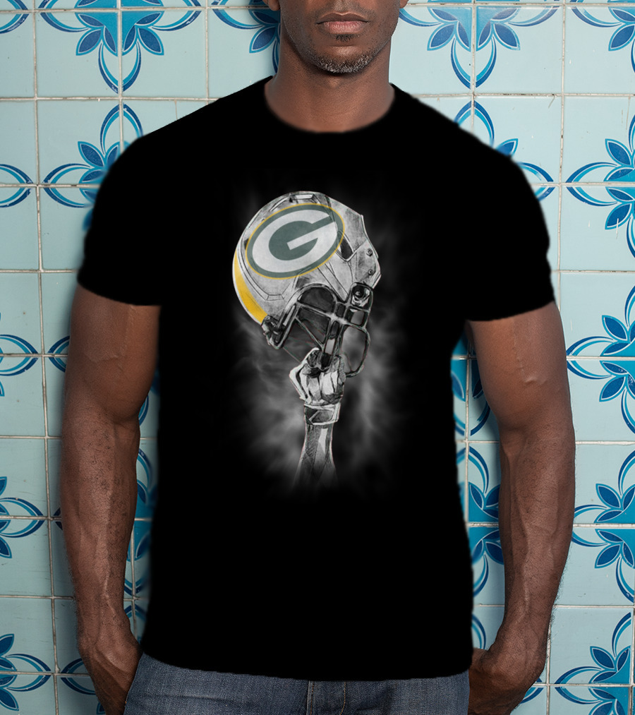 Green Bay Packers Football Helmet Artwork T-Shirt