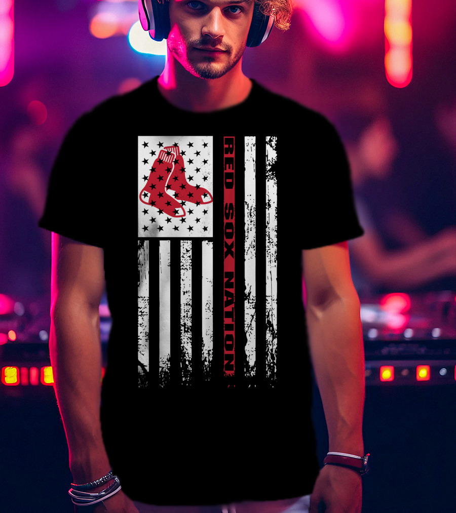 Red Sox Nation Boston Red Sox Stars And Stripes Flag T-Shirt