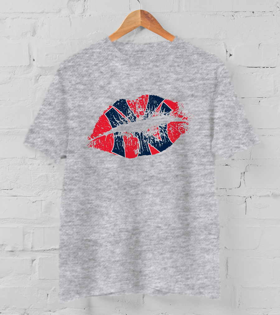 New York Yankees Lip Print Union Jack Flag Style T-Shirt