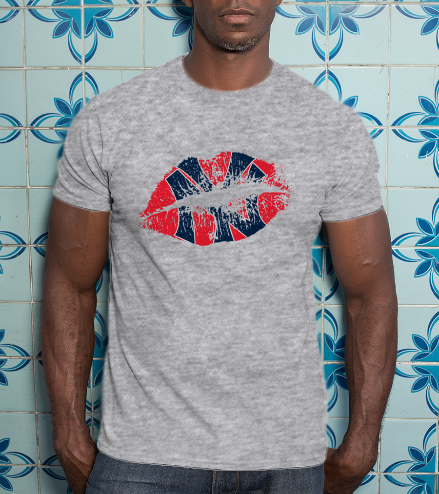 New York Yankees Lip Print Union Jack Flag Style T-Shirt