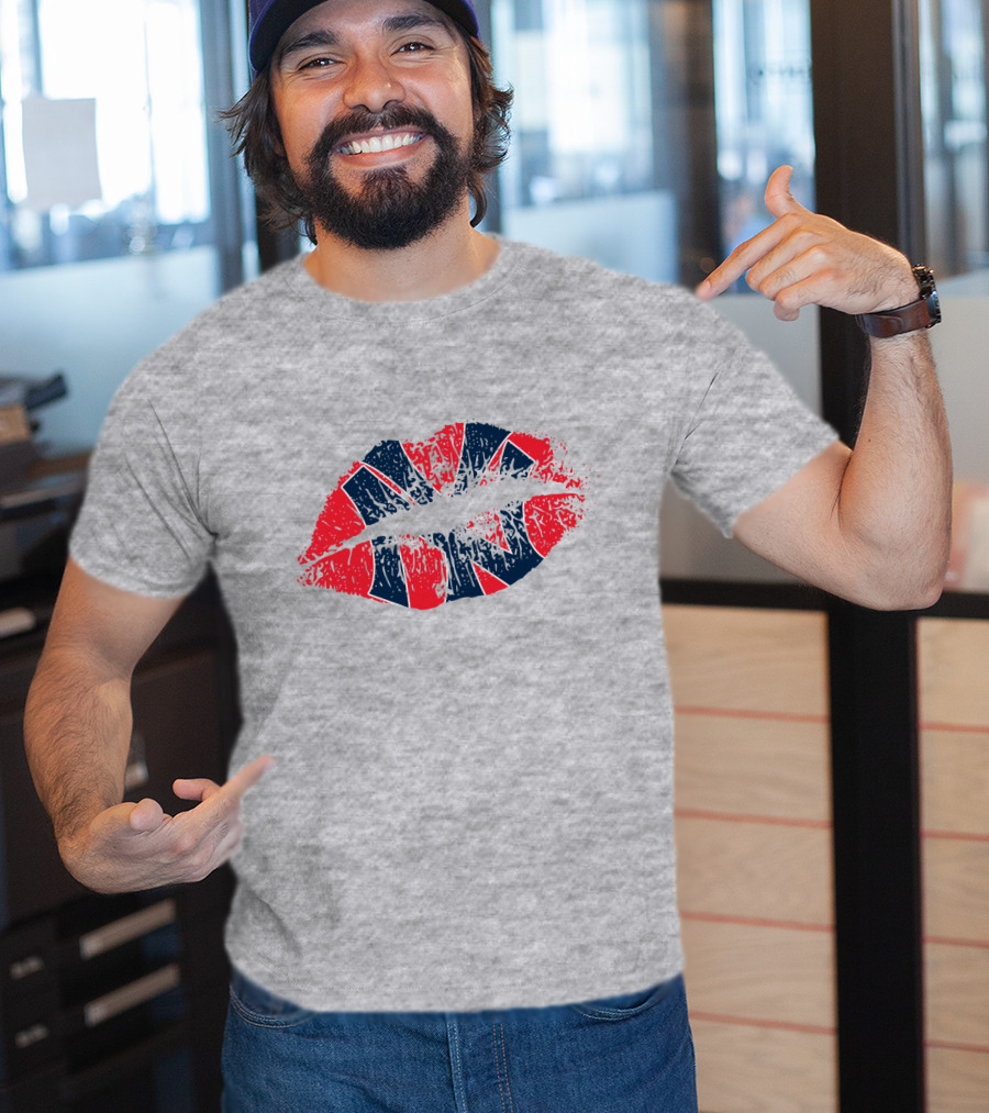 New York Yankees Lip Print Union Jack Flag Style T-Shirt