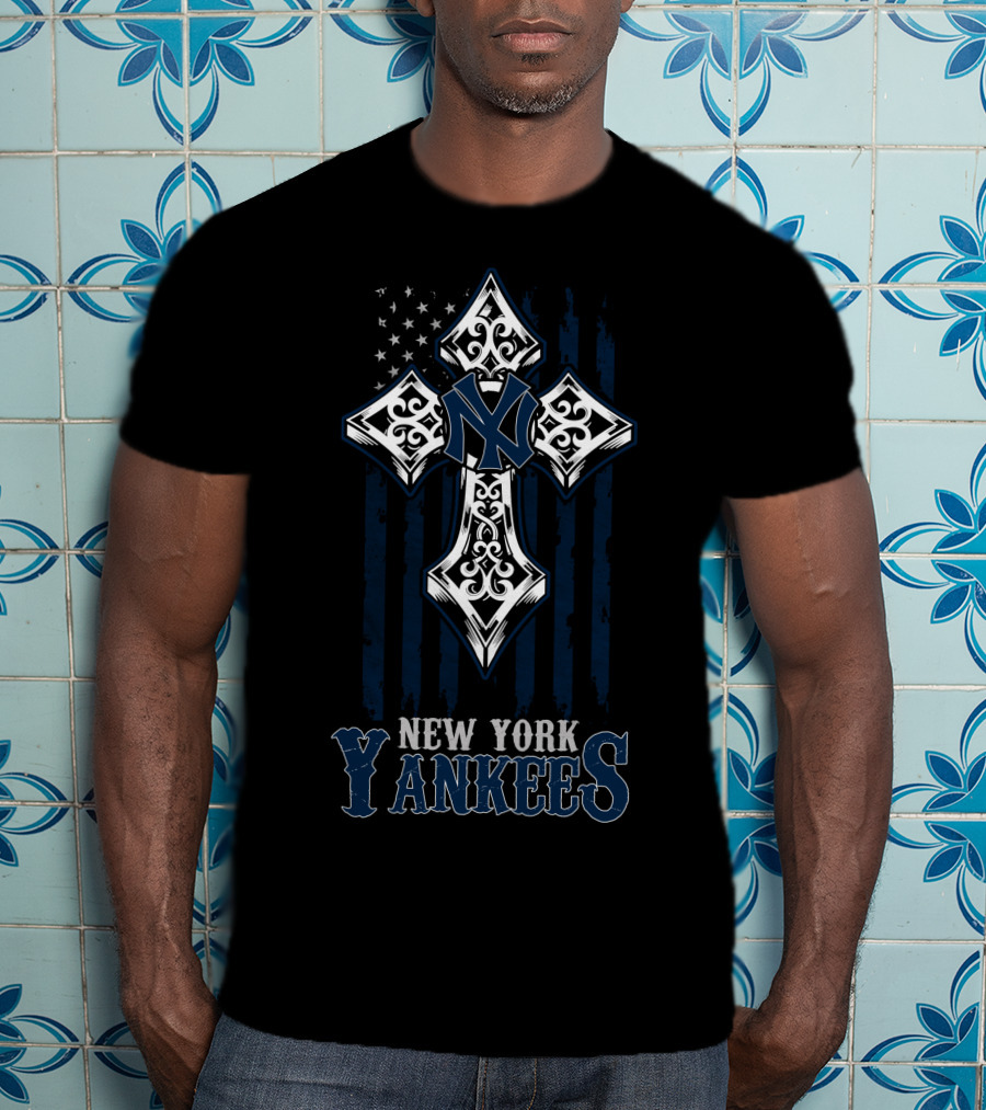 New York Yankees Cross Flag Icon With Stylized N T-Shirt