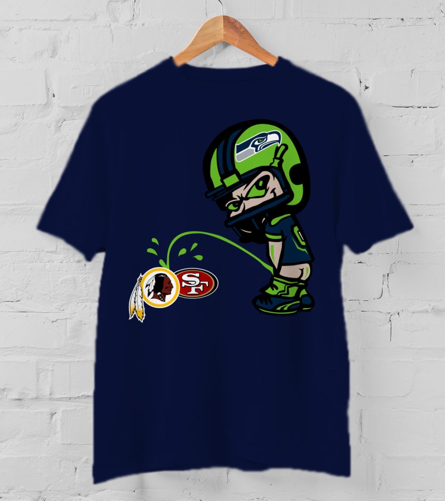 Seattle Seahawks Helmet Character Rival Teams Logos T-Shirt