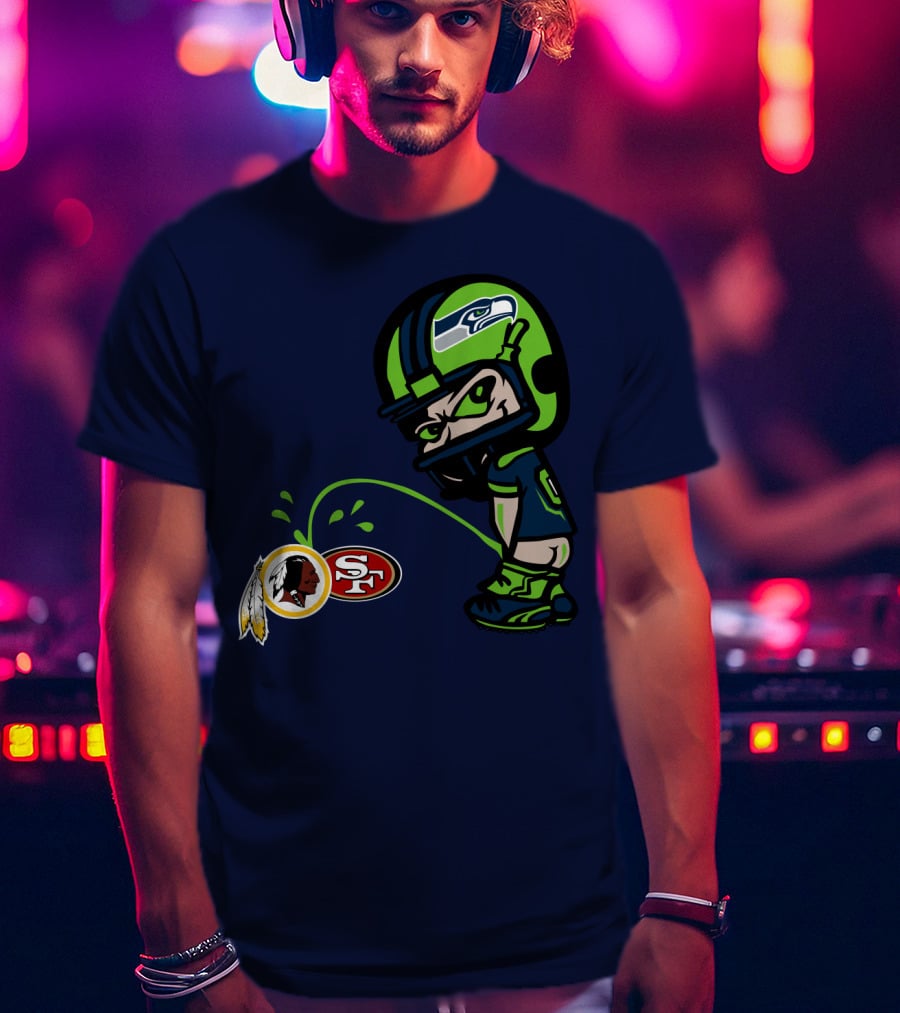 Seattle Seahawks Helmet Character Rival Teams Logos T-Shirt