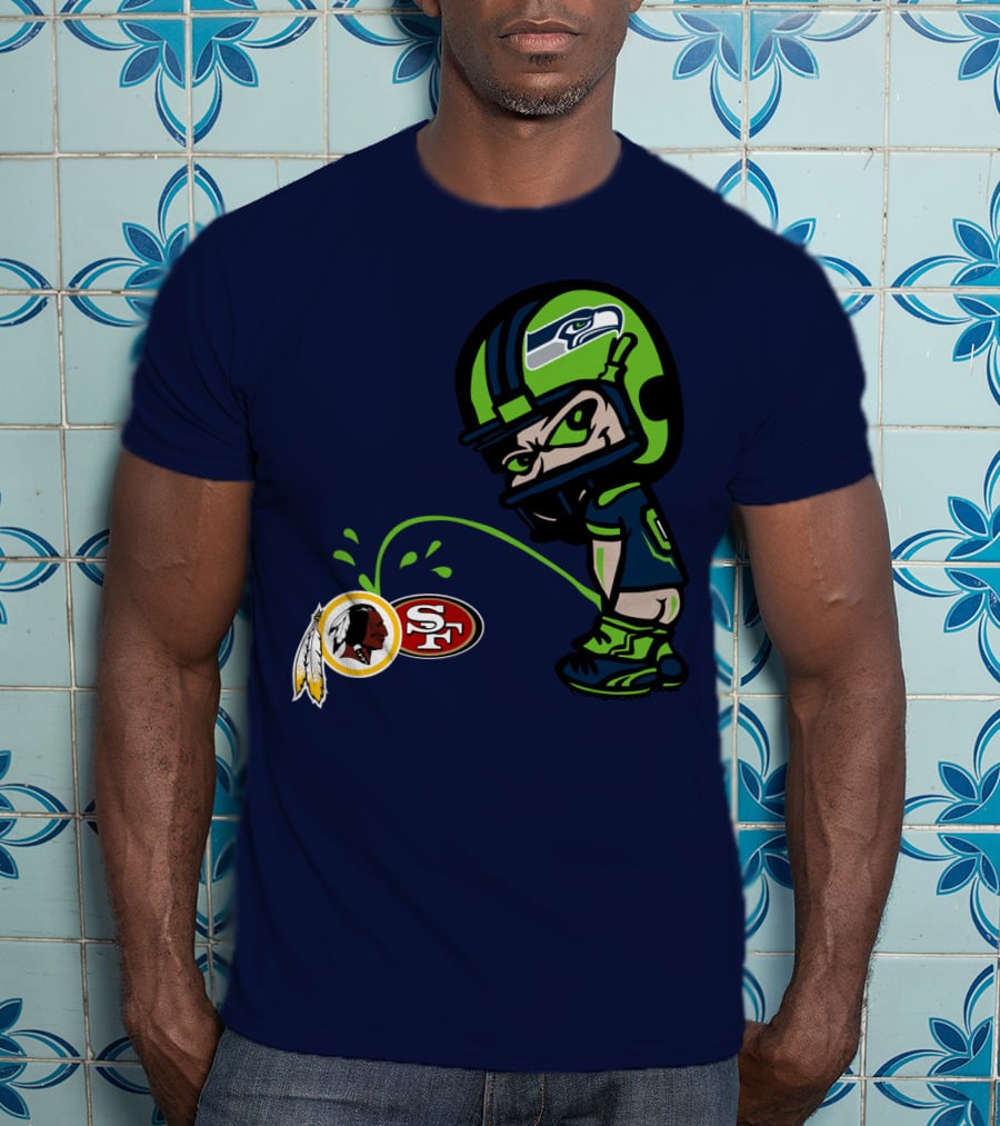 Seattle Seahawks Helmet Character Rival Teams Logos T-Shirt