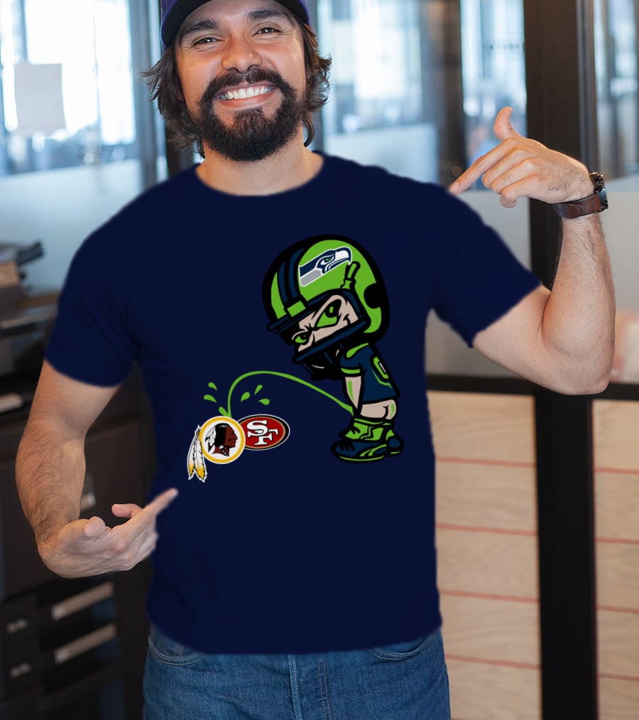 Seattle Seahawks Helmet Character Rival Teams Logos T-Shirt