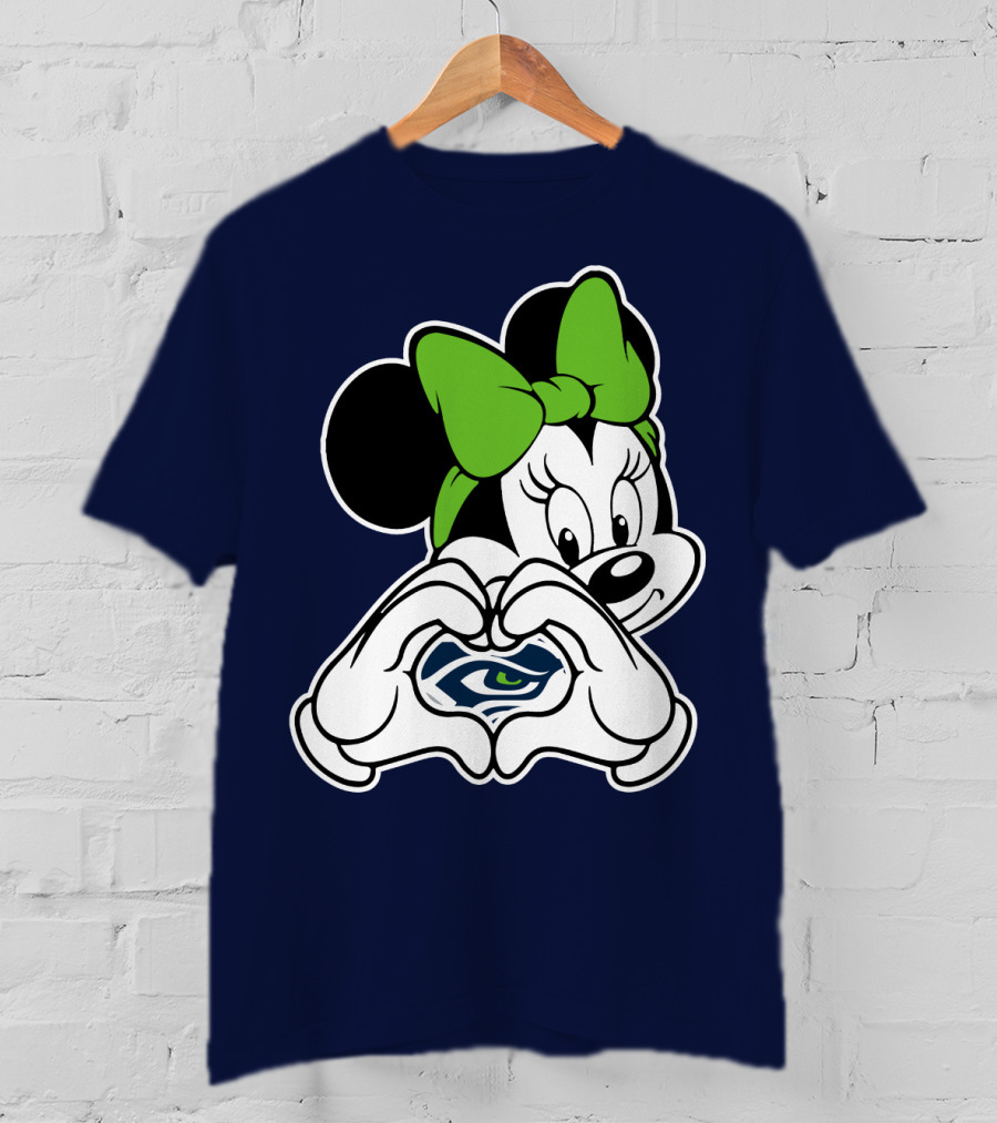 Minnie Mouse Heart Hands Seattle Seahawks T-Shirt