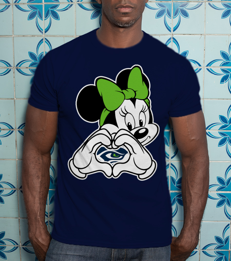 Minnie Mouse Heart Hands Seattle Seahawks T-Shirt