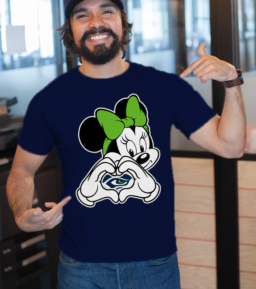 Minnie Mouse Heart Hands Seattle Seahawks T-Shirt