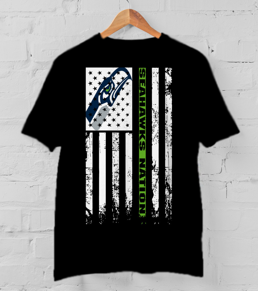 Seattle Seahawks Nation American Flag T-Shirt