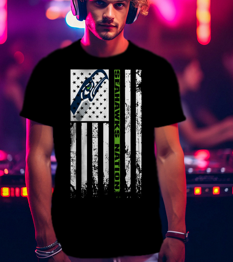 Seattle Seahawks Nation American Flag T-Shirt