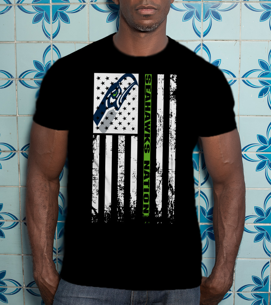 Seattle Seahawks Nation American Flag T-Shirt