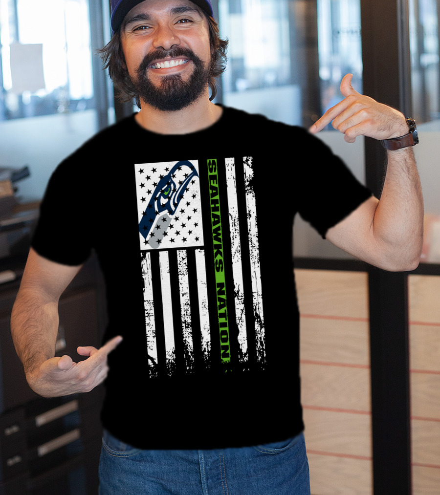 Seattle Seahawks Nation American Flag T-Shirt