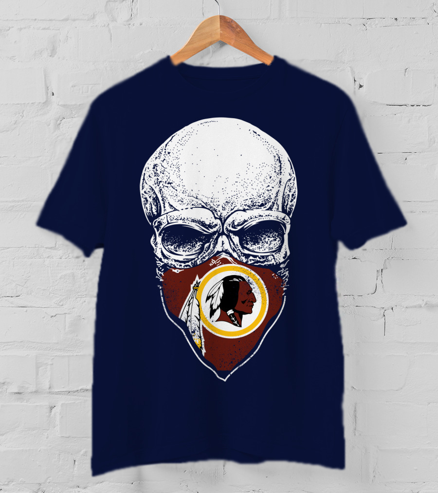 Skull With Washington Redskins Logo Bandana T-Shirt