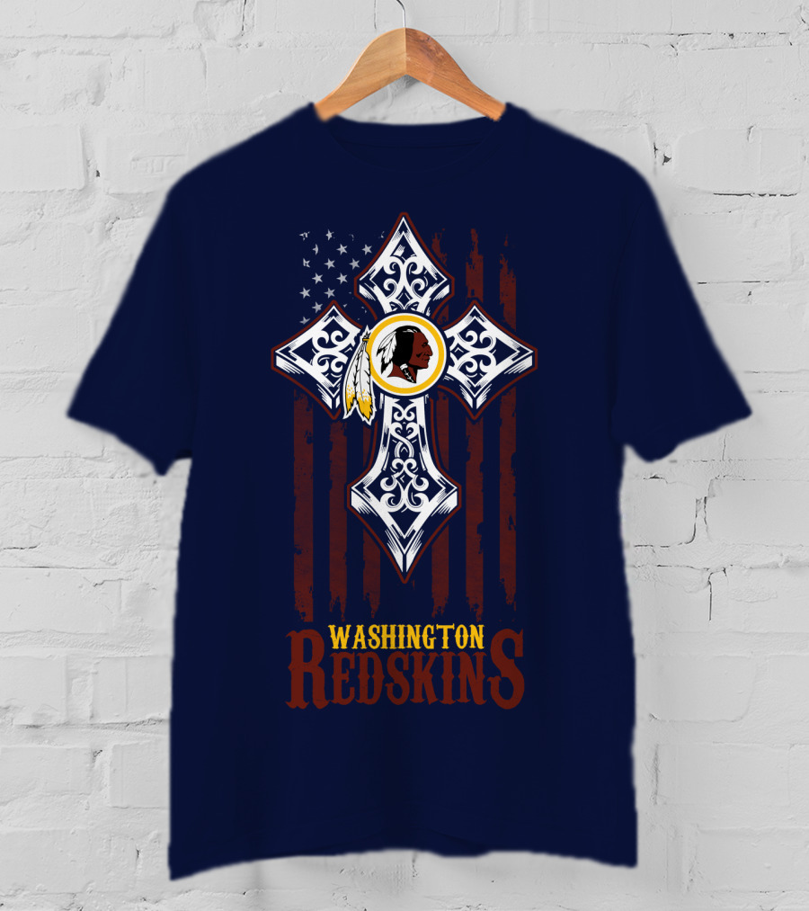 Washington Redskins Cross American Flag T-Shirt